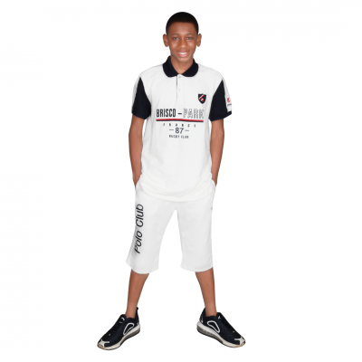 Buy Men's White Polo Multi Color Shirt Navy Blue Collar USA